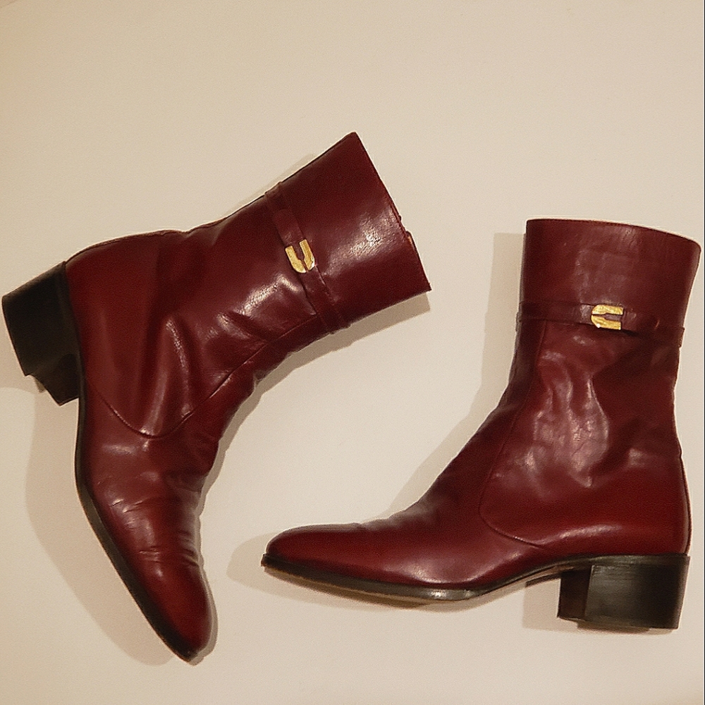 Lorenzo Banfi mid calf boots Cordovan color sz 9